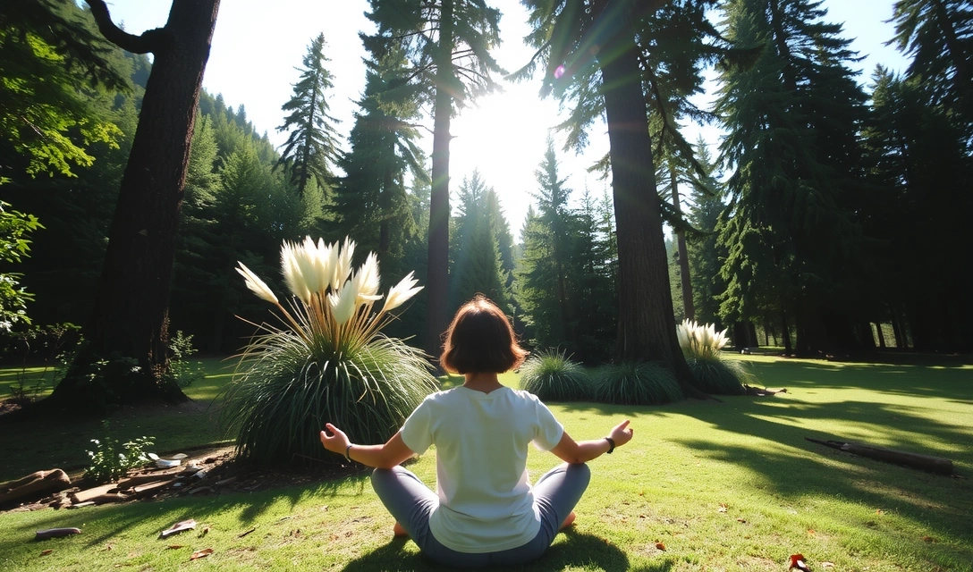 Persona meditando en un entorno natural