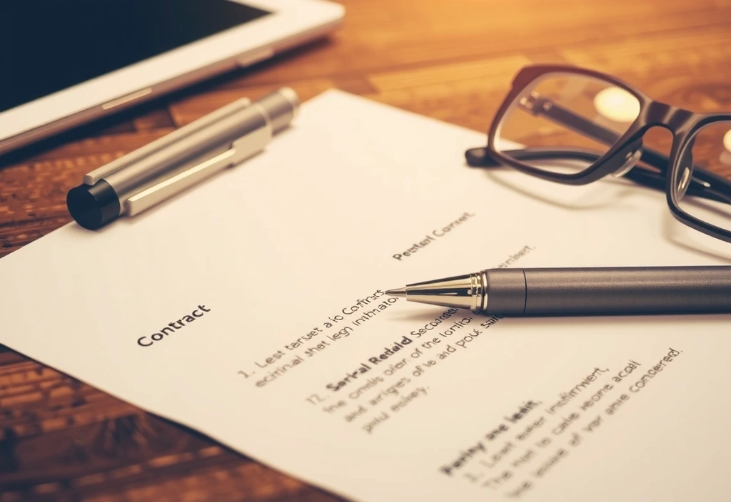 Imagen de un contrato o acuerdo legal en una mesa